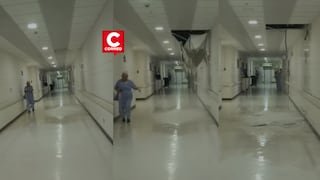Colapsa parte del techo de Hospital Regional de Lambayeque tras intensas lluvias (VIDEO)