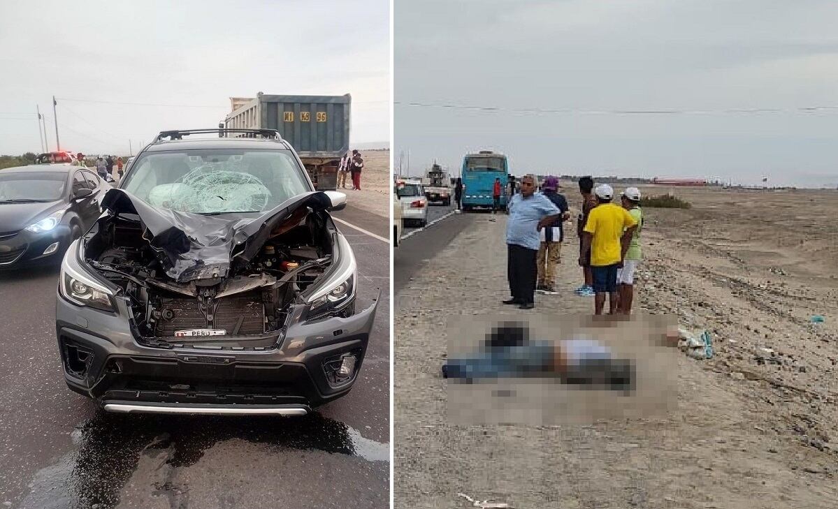 La camioneta quedó con el capot hundido y doblado, lo que evidenciaba fuertes golpes contra las víctimas