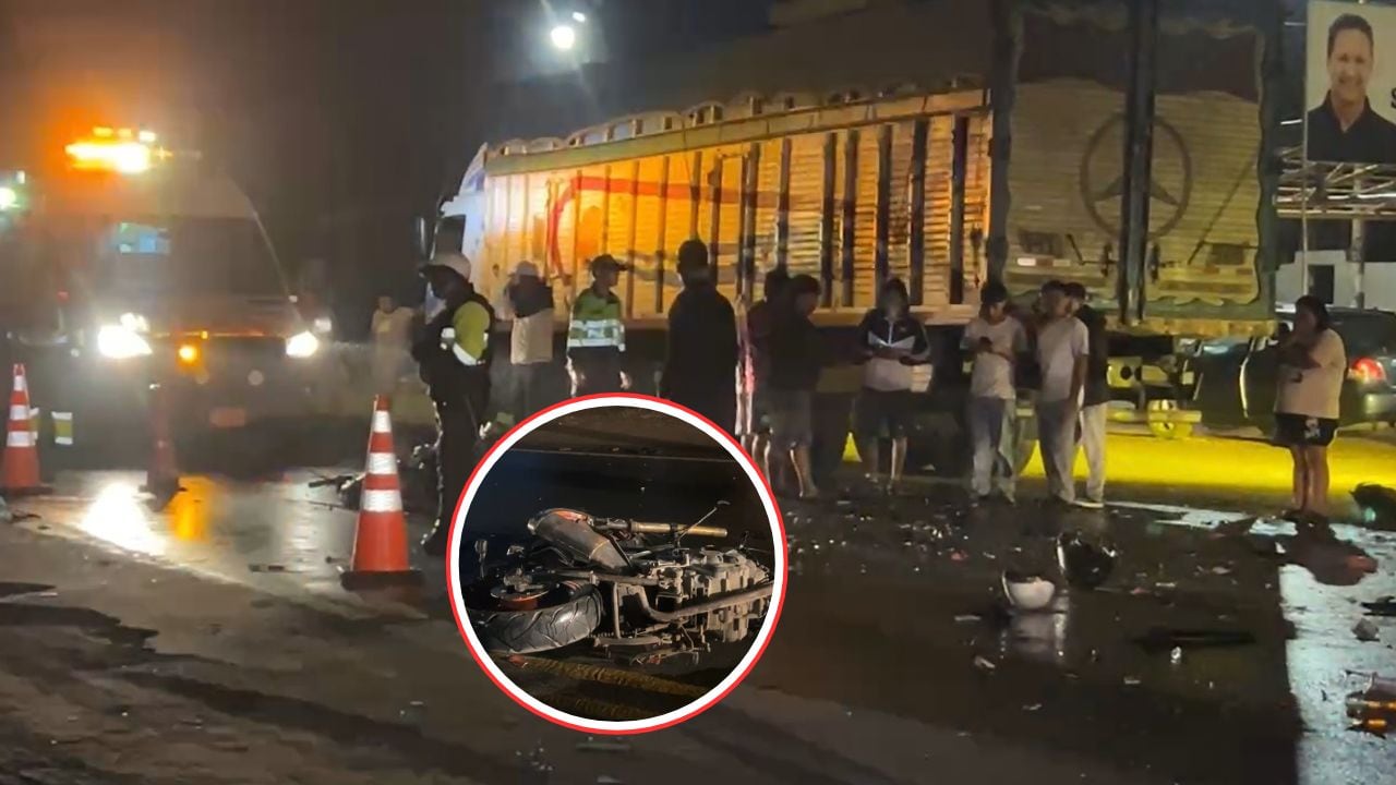 La víctima, identificada como Richard P. V., falleció de forma instantánea tras colisionar su motocicleta contra un camión. (Foto: Radio Ke Buena Virú)
