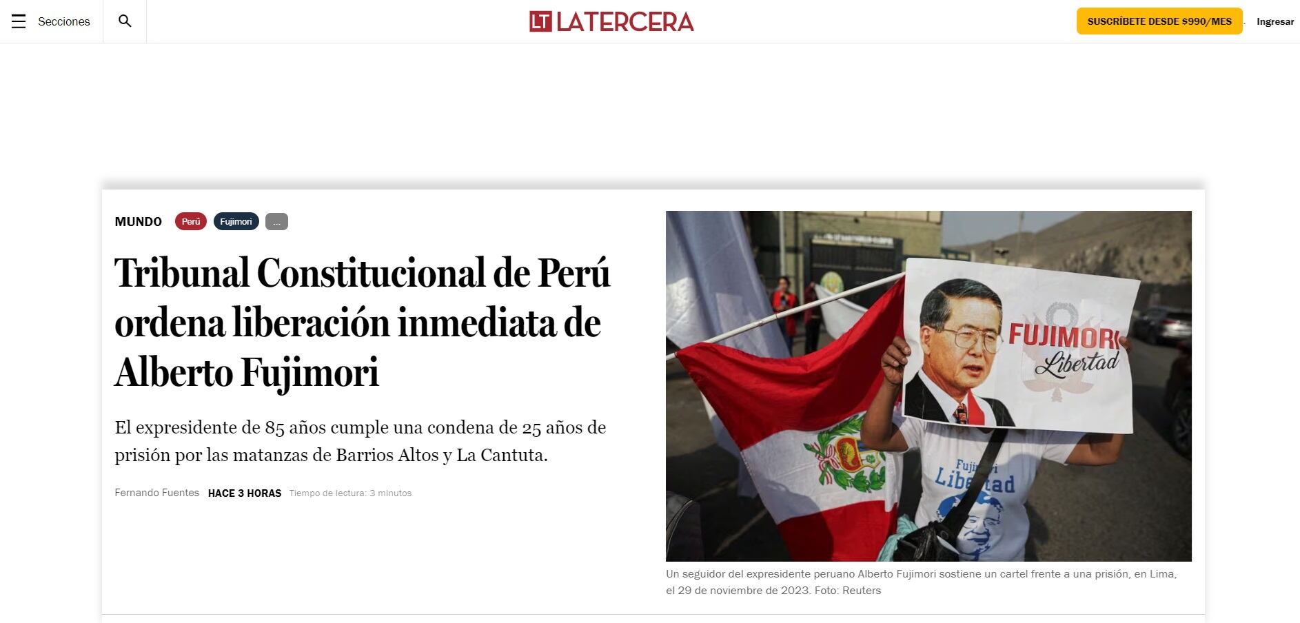 La Tercera de Chile. (Foto: La Tercera)