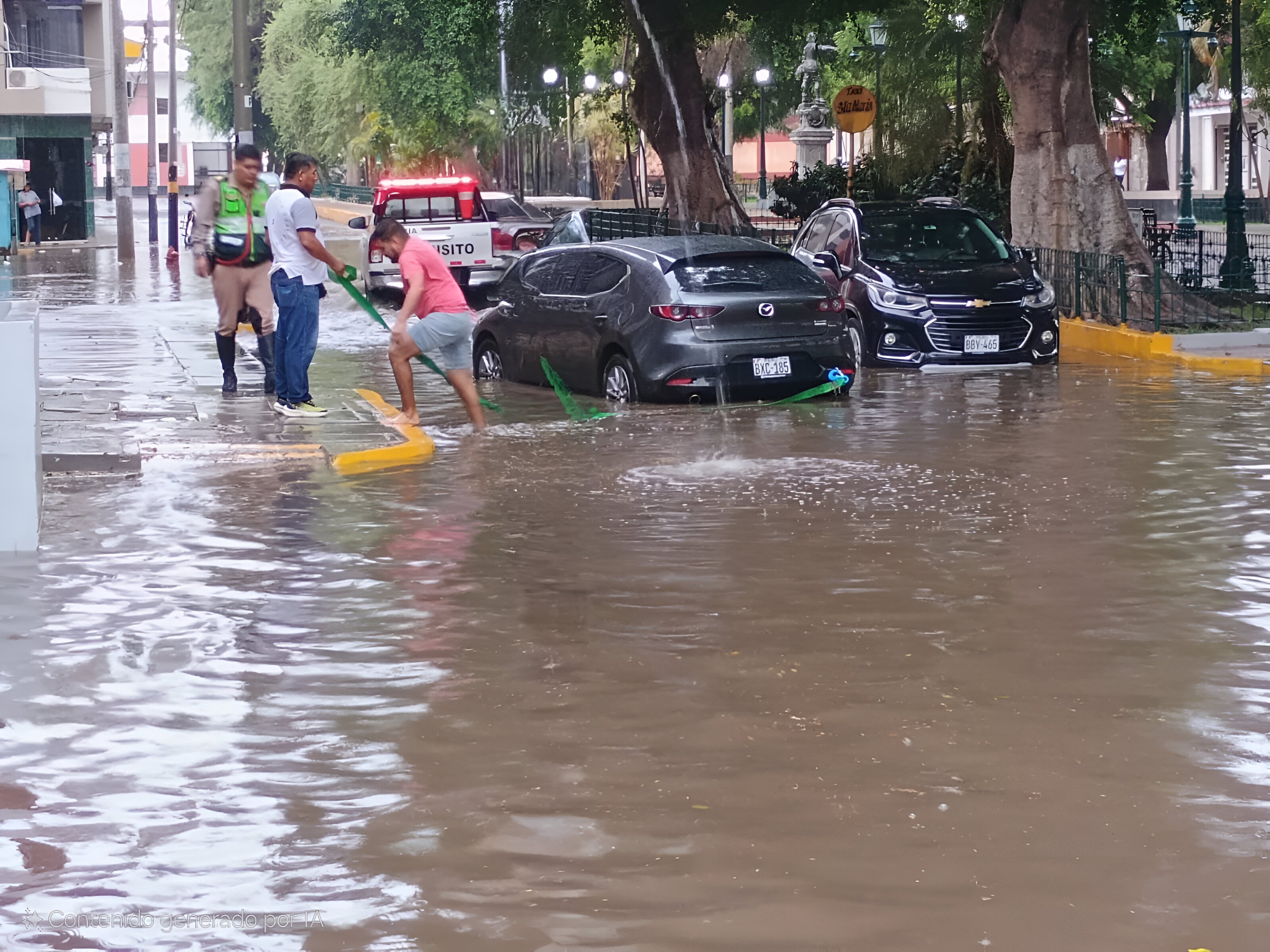 La Plaza Tres Culturas se llenó completamente de agua.
