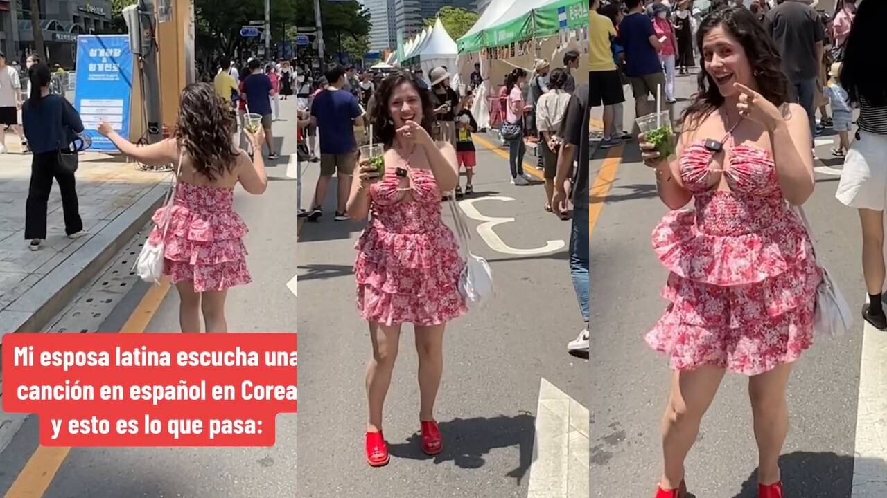 La chica bailando al ritmo de Luis Miguel. (Foto: composición EC)