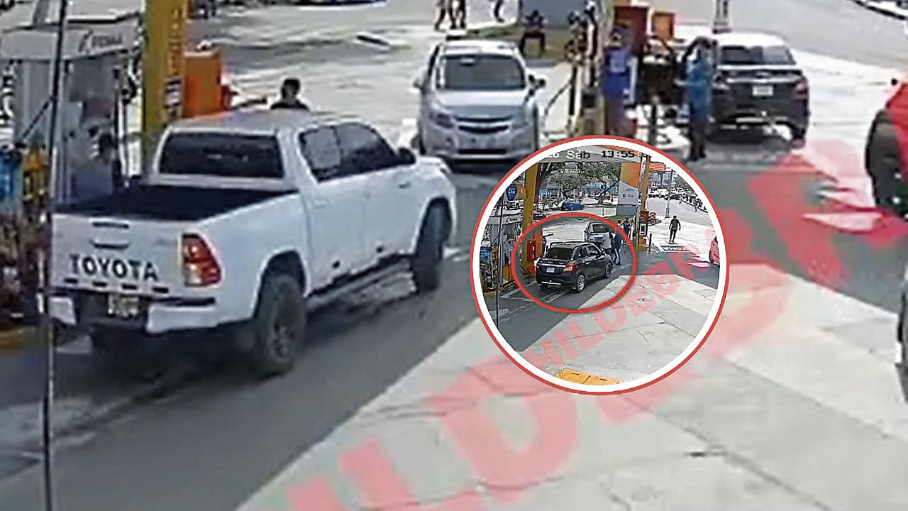 Camioneta fue captada por una cámara de seguridad cuando sus ocupantes abastecían de gasolina la unidad. El hecho ocurrió en un grifo de la avenida España, en Trujillo. (Foto: Hildebrandt en sus trece)