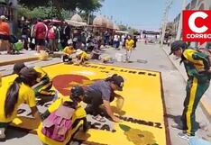 Ica: estudiantes elaboran alfombra de devoción para el Señor de Luren en Viernes Santo