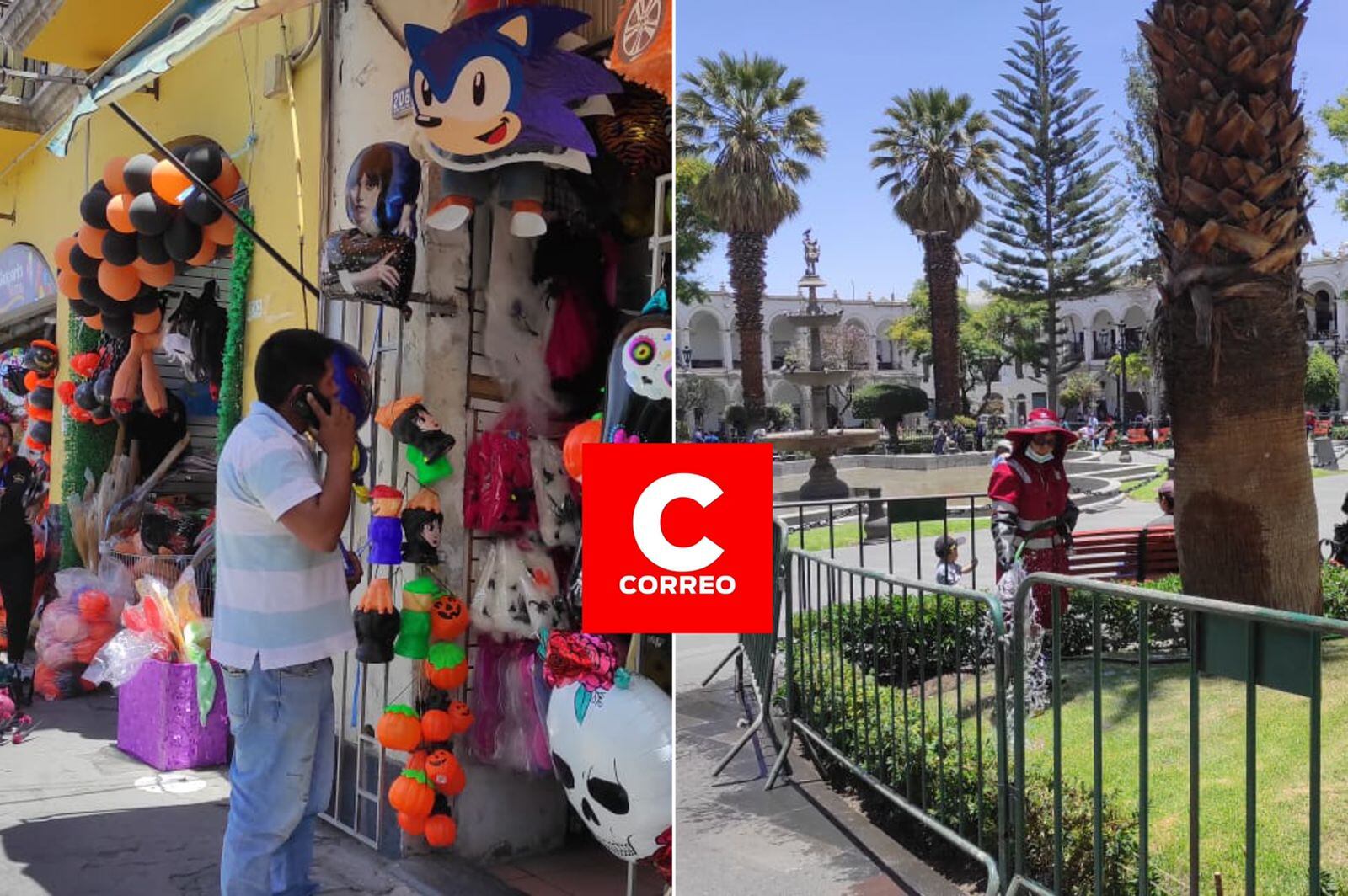 Medidas de seguridad para evitar daño al ornato público en Arequipa por Noche de Brujas. (Foto: Nelly Hancco)