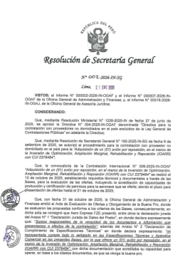 Resolución que anula la compra del avión An-74.