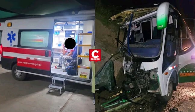Áncash: bus de la Selección sub-19 de vóley de Independencia choca contra cerro en carretera de Casma. Composición: Diario Correo.