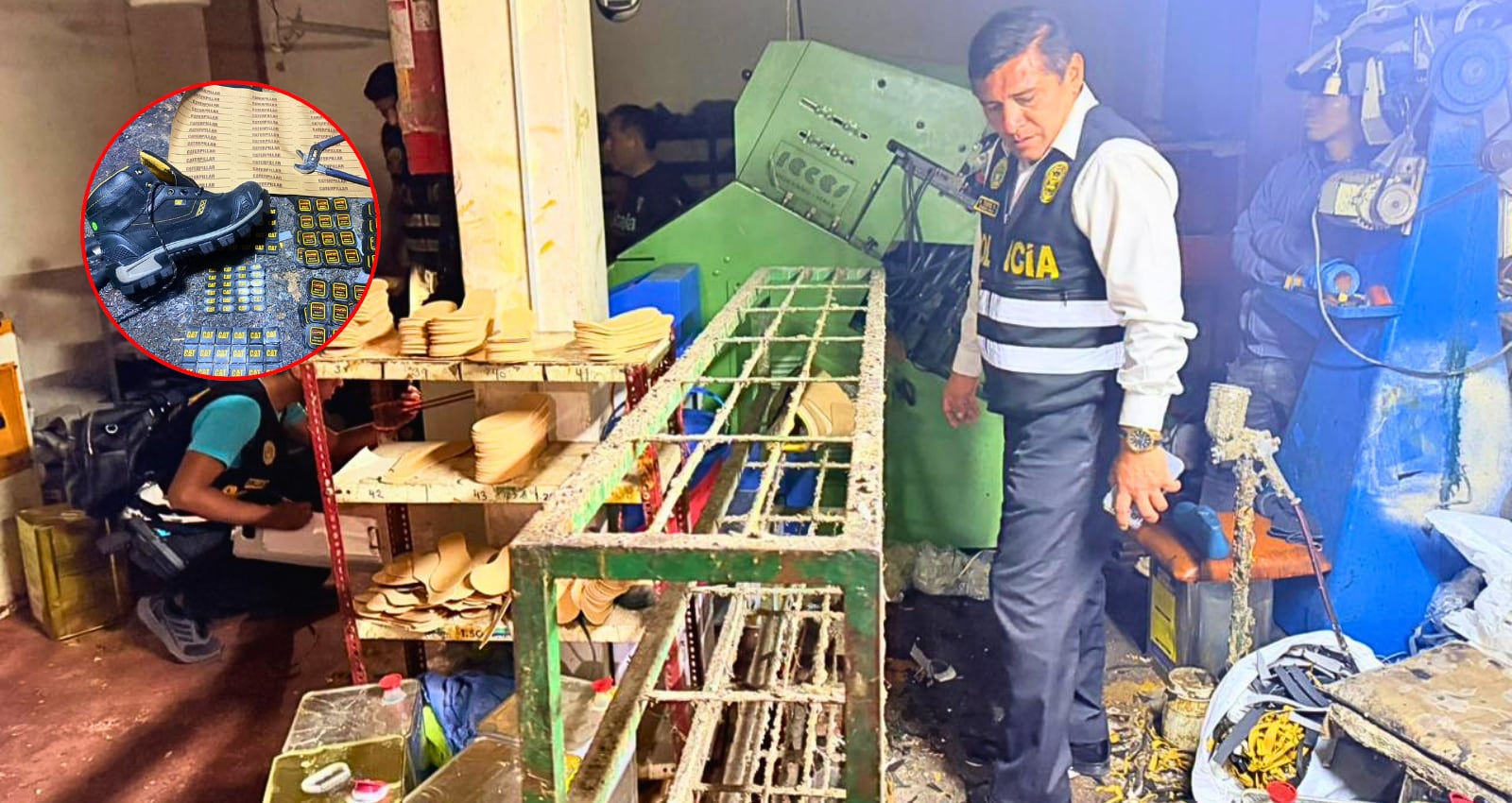 Presunta banda criminal fabricaba zapatillas bamba en taller clandestino en Mariano Melgar. Foto: PNP.