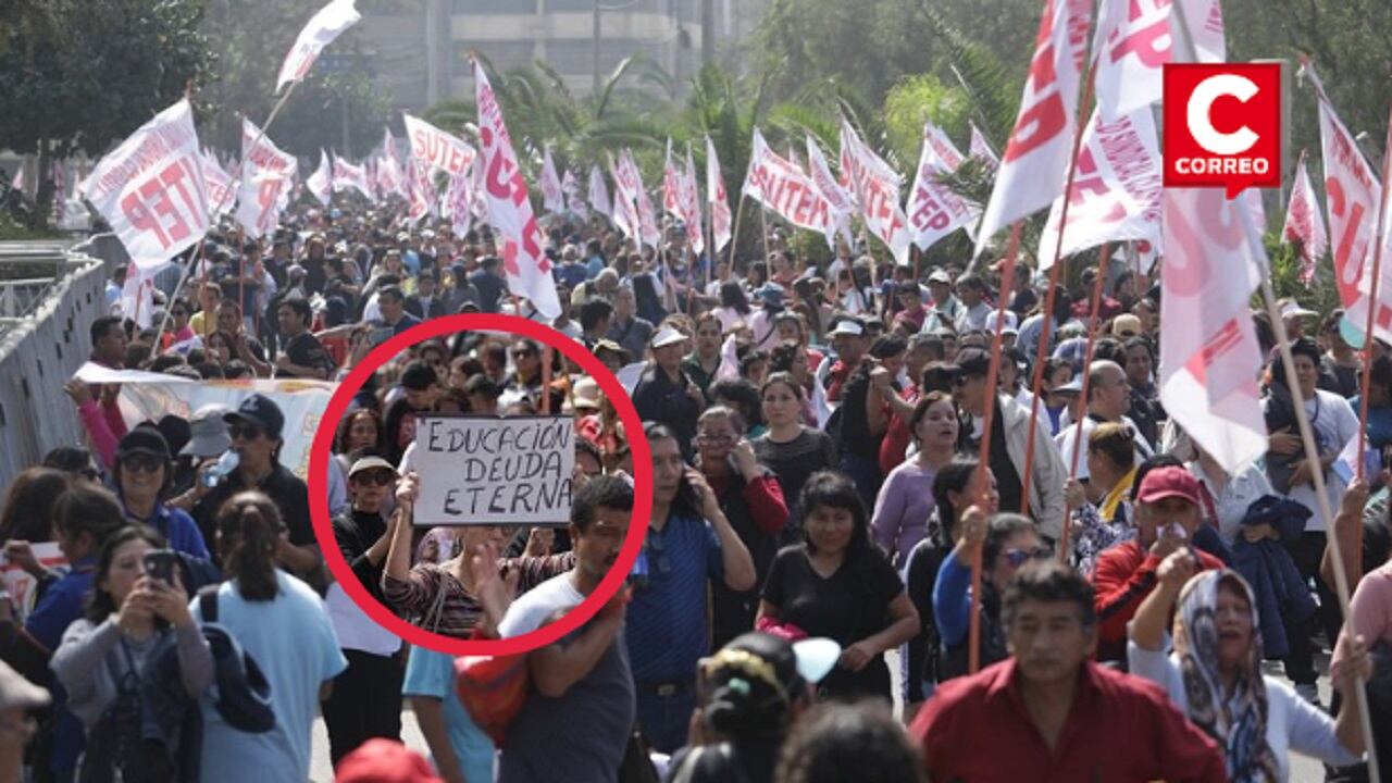 En Lima, los docentes se concentraron en varios puntos de la capital. Piden mayor presupuesto para el sector. (Foto: Britanie Arroyo / @photo.gec)