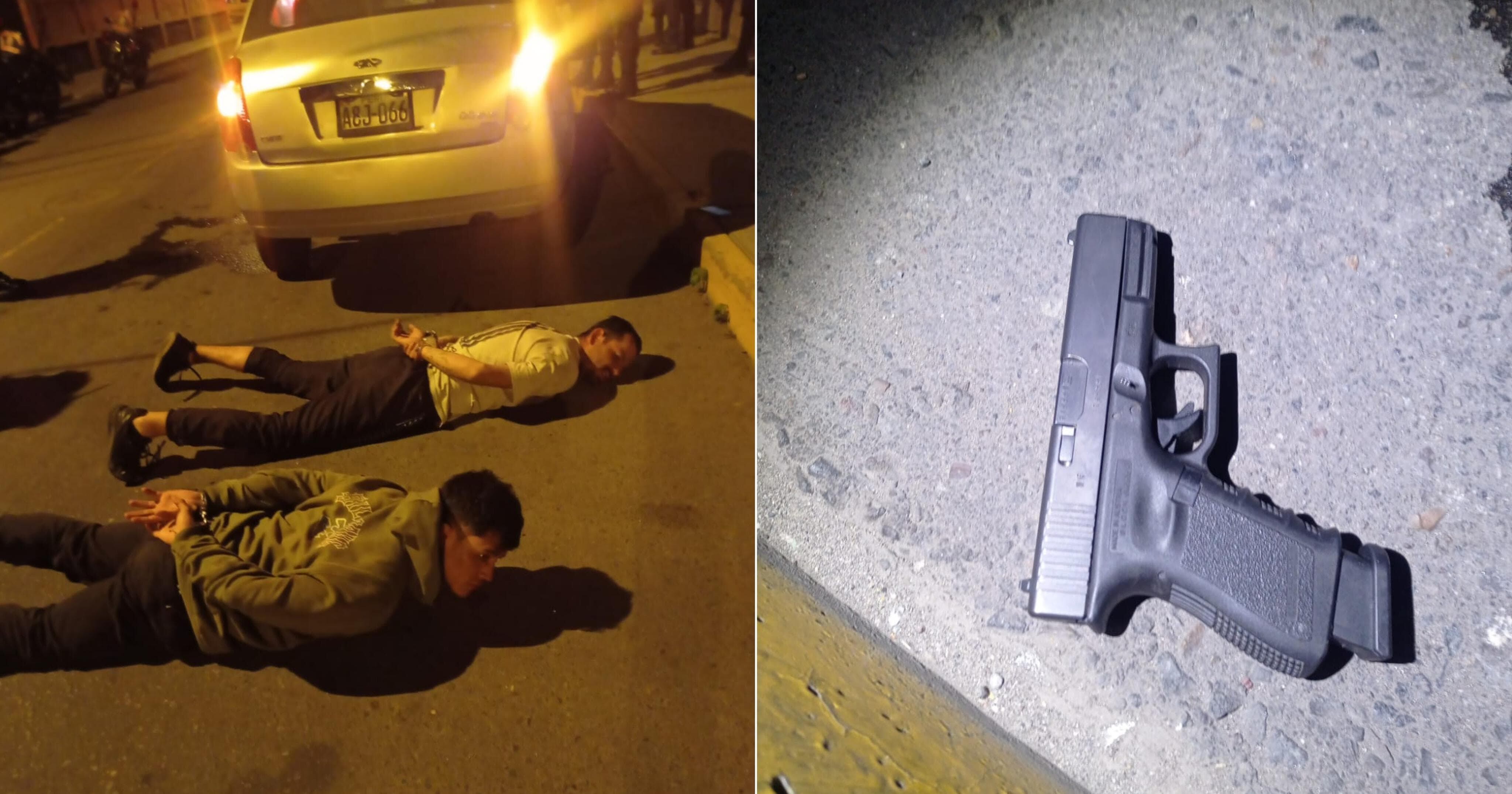 Dos detenidos por portar arma de fuego de manera ilegal en el Cercado de Arequipa. Foto. GEC.
