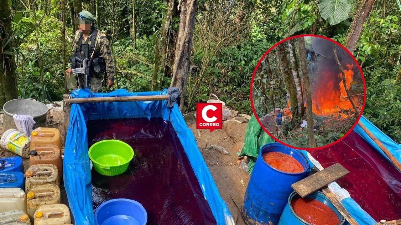 Ayacucho: Fuerzas Armadas incautan más de 300 kilos de droga y destruyen laboratorio clandestino. Composición: Diario Correo.
