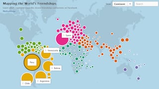 Facebook lanza mapa mundial de amistades por países