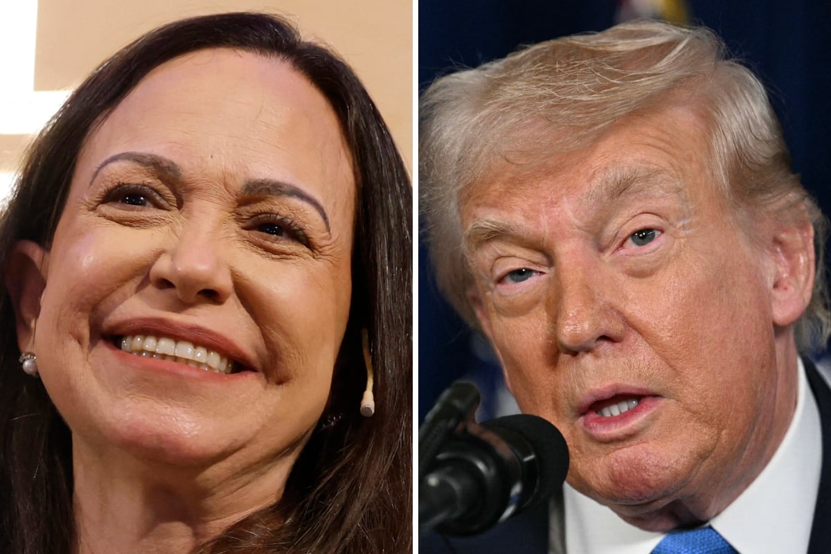 La visita de Machado ocurre tras tensiones sobre su rol en el futuro de Venezuela y después de que Trump respaldara temporalmente a la presidenta interina Delcy Rodríguez. (Odd ANDERSEN / Jim WATSON / AFP)