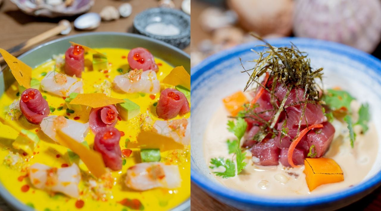 Tiradito nikkei (izquierda) y Tuna ceviche (derecha).