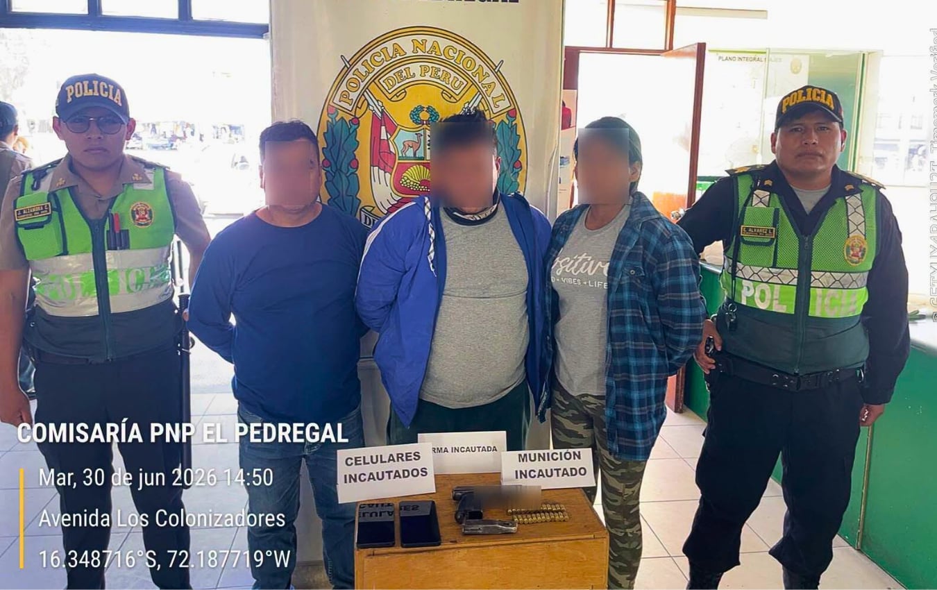 Detienen a presuntos integrantes de la banda criminal "Los Usurpadores de El Pedregal", en Majes. Foto: PNP.