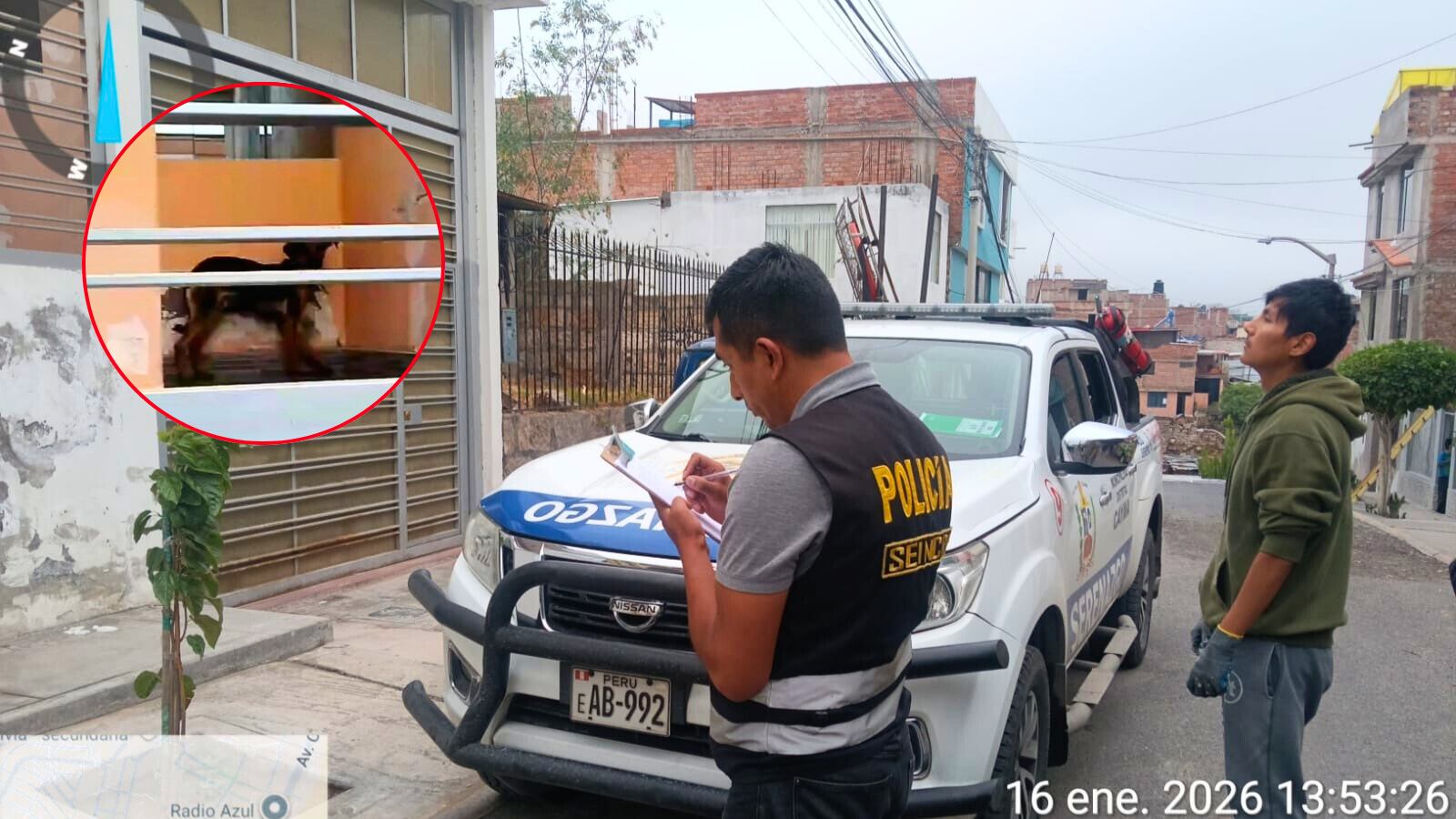 Policía rescata a perro en Cayma. Foto: PNP.
