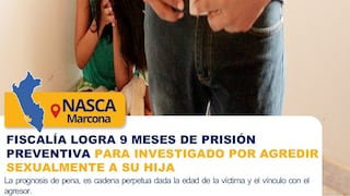 Nasca: 9 meses de prisión preventiva para investigado por violar a su propia hija en Marcona