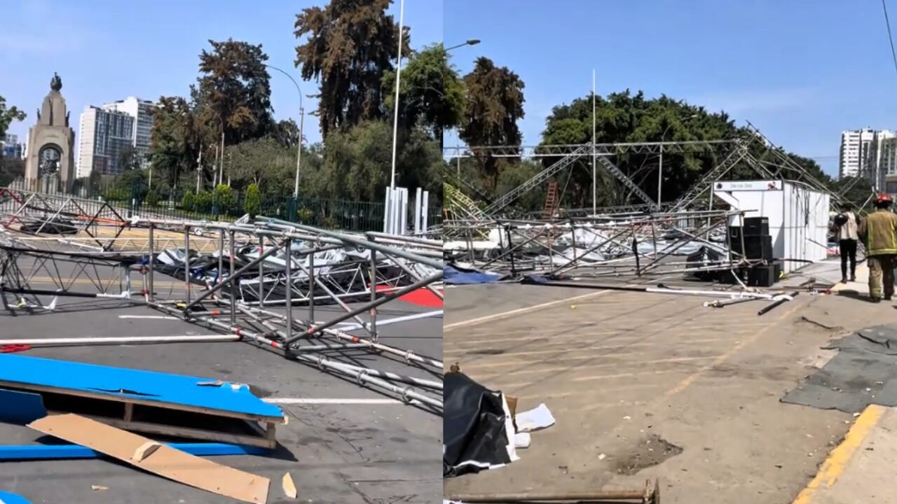El accidente ocurrió mientras desmontaban un toldo gigante tras el cierre del evento. Tres unidades de bomberos acudieron al lugar.