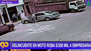 Delincuente en moto arrebata bolso a mujer y se lleva 250 mil soles en El Agustino