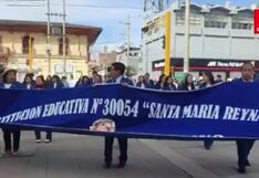 Huancayo: Estudiantes y docentes de la I.E Santa María Reyna realizan protesta por nueva infraestructura