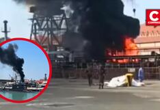 Incendio en embarcación de tierra activa emergencia en la Base Naval del Callao