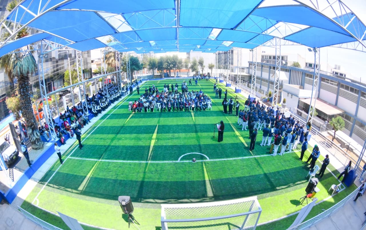 Colegio San Juan Bautista de La Salle ya cuenta con el moderno complejo deportivo. Foto: MPA.