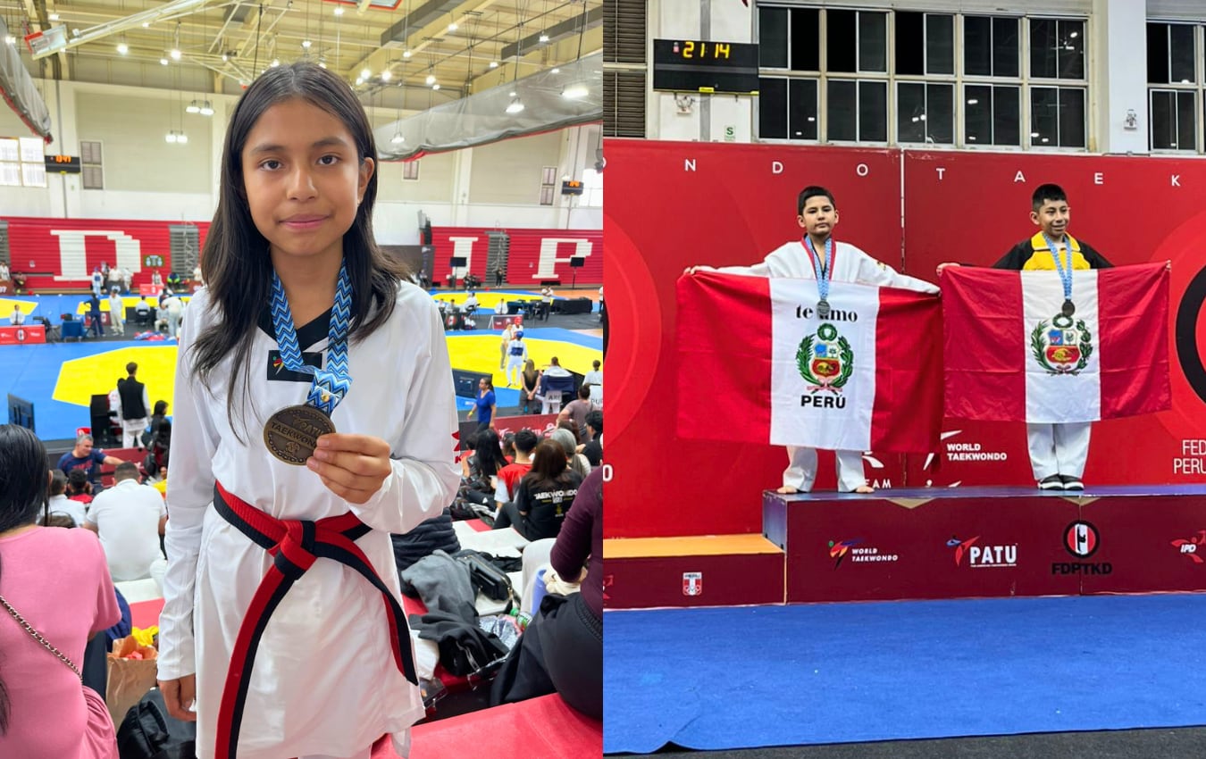 Hermanos arequipeños, Samantha y Samuel Perea, conquistan oro y plata en taekwondo internacional en Lima. Foto: GEC.