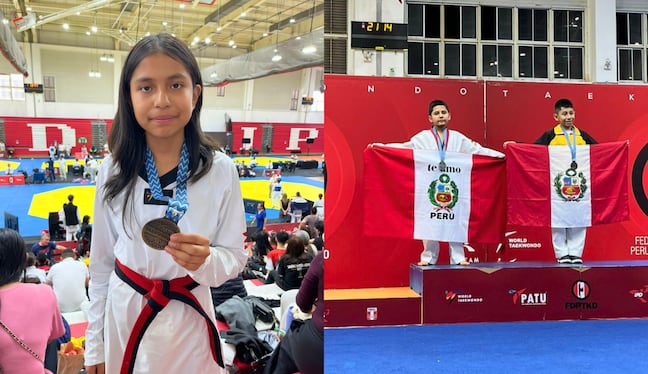 Hermanos arequipeños, Samantha y Samuel Perea, conquistan oro y plata en taekwondo internacional en Lima. Foto: GEC.