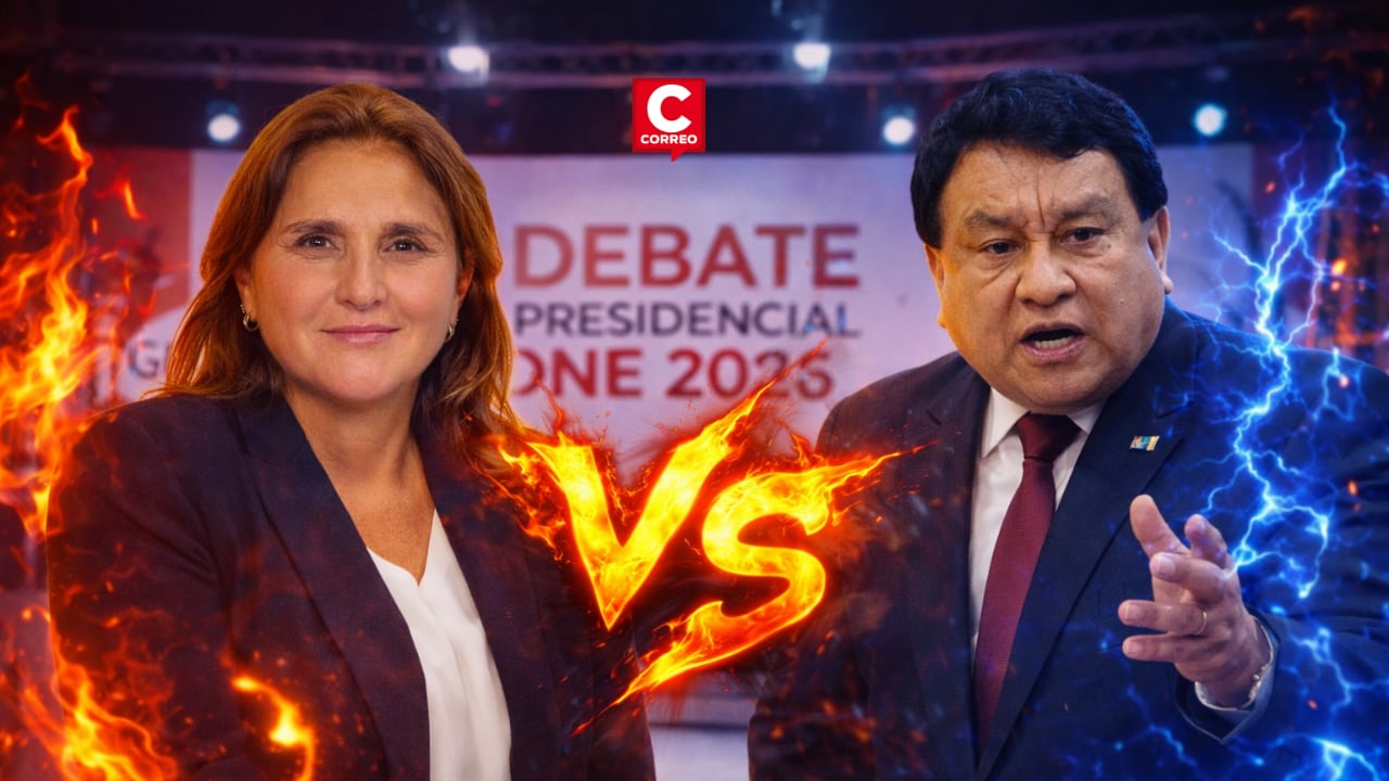 Los candidatos María Soledad Pérez Tello y José Luna abrirán los enfrentamientos del primer bloque del debate presidencial 2026 sobre seguridad ciudadana. (Imagen generada con IA)