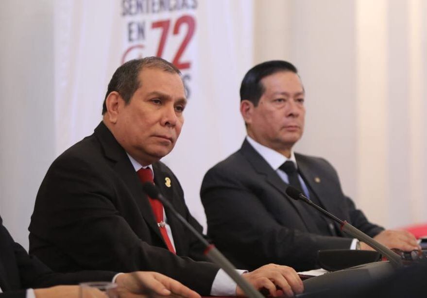 Javier Arévalo, presidente del Poder Judicial, y Eduardo Arana, ministro de Justicia. (Foto: Poder Judicial)
