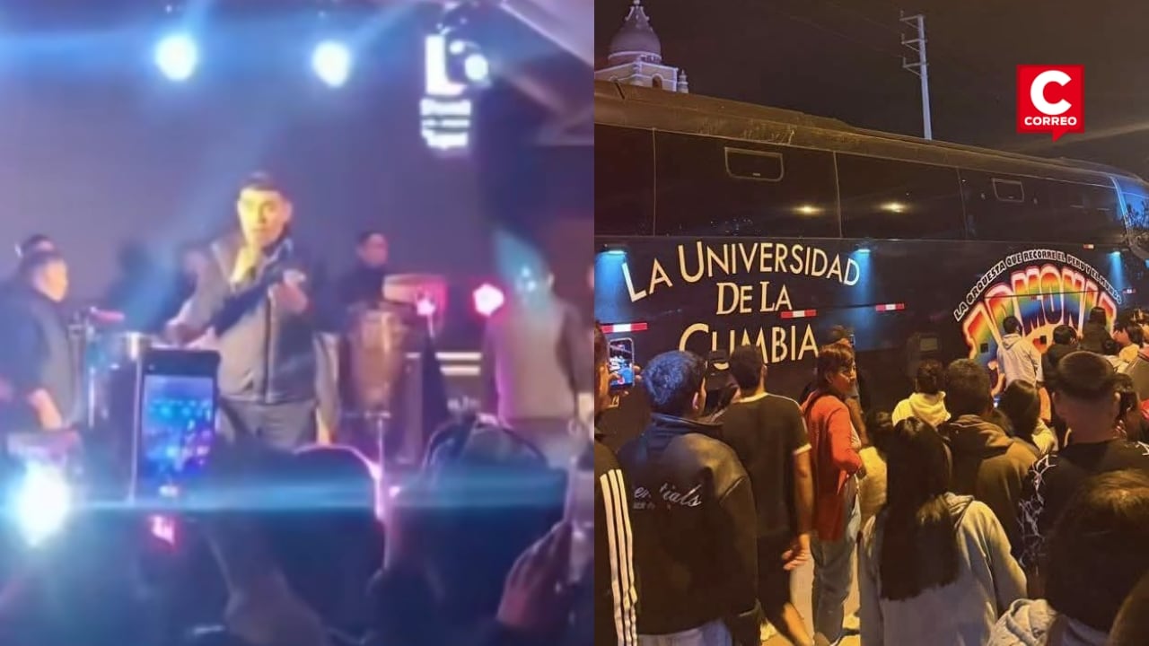 Armonía 10 suspende concierto y evacúa escenario tras presunta balacera en la plaza cívica de Manchay. Composición: Diario Correo.