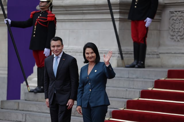 Keiko Fujimori recibe a Daniel Noboa en Lima para el XVII Gabinete Binacional Perú-Ecuador (Fotos: Hugo Pérez/GEC)