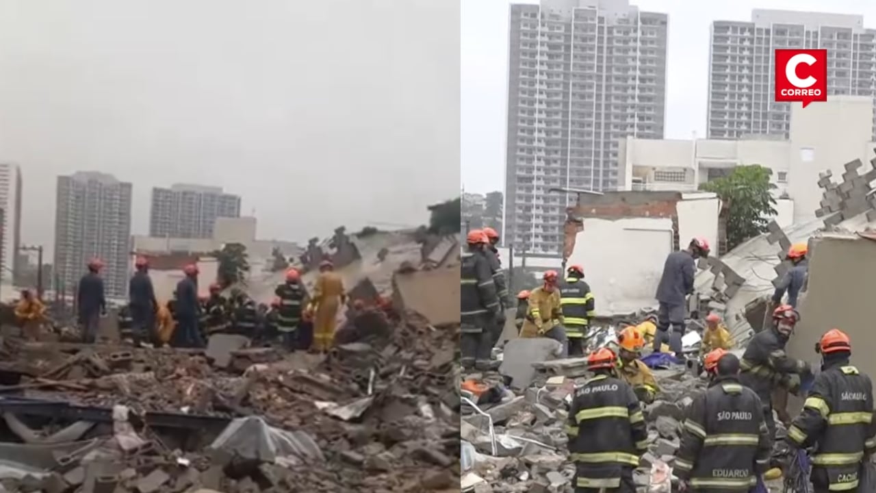 São Paulo: edificio en construcción cayó sobre una vivienda y dejó dos mujeres muertas. Composición: Diario Correo.