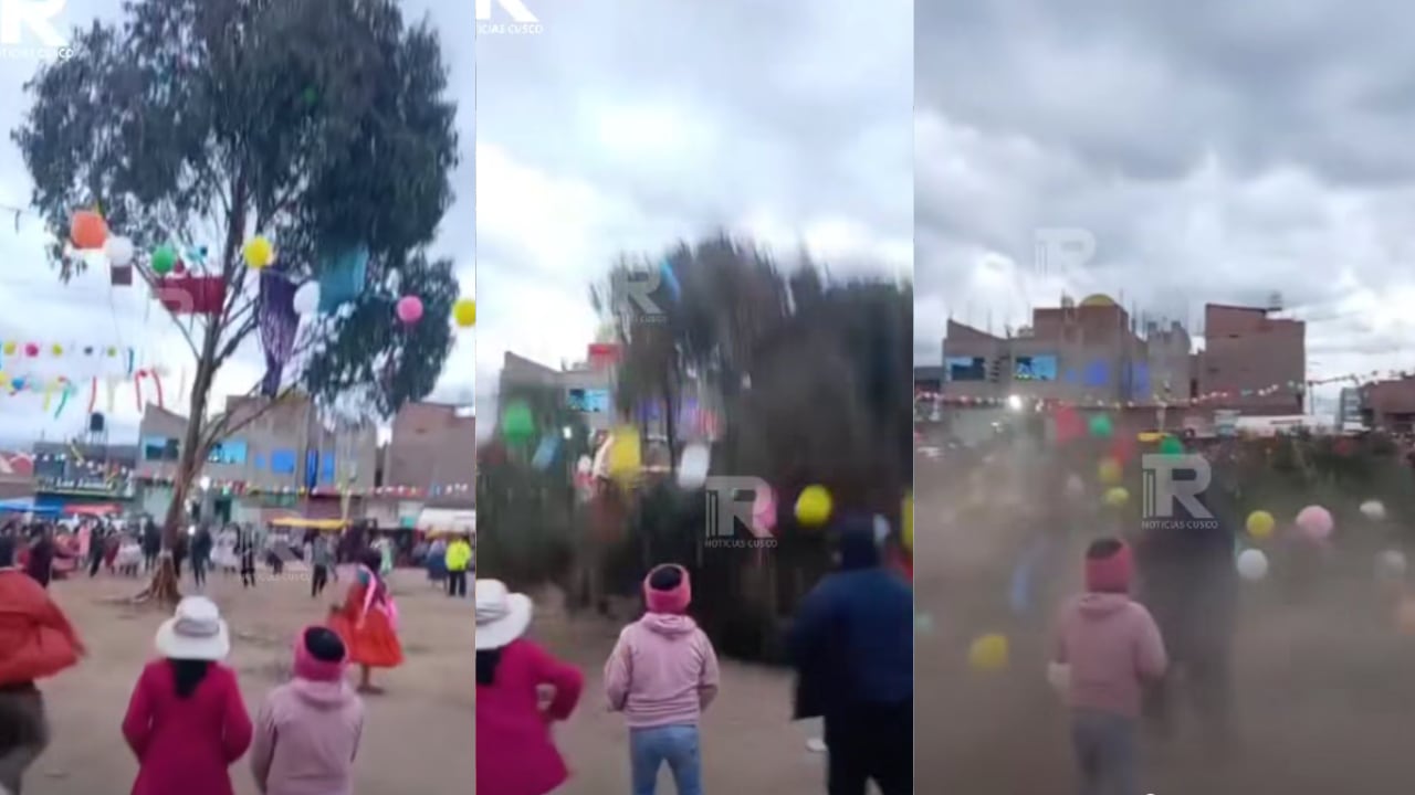 La ciudadana sufrió una fractura en la pierna durante la celebración del tradicional cortamonte en la explanada del Cerrito Pokracasí. (Imágenes de Reporte de Noticias Cusco | Facebook)