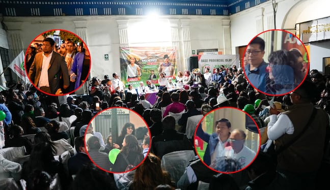 Esposa del gobernador de Arequipa y funcionarios en proselitismo político de Juntos por el Perú. Foto: Composición GEC.