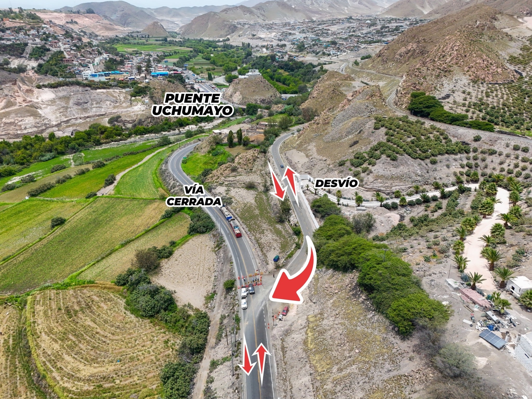 Habilitan vía alterna para ingreso y salida de vehículos tras cierre del puente Uchumayo (Foto: GRA)