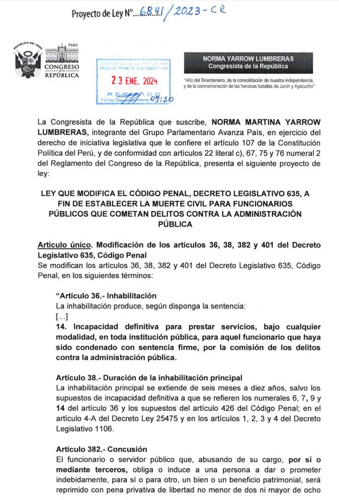 Avanza País propone "muerte civil" para casos de corrupción.