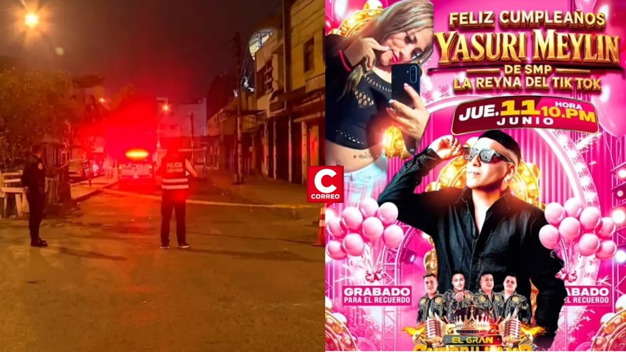 SMP: sicarios desatan balacera en cumpleaños de influencer y dejan un muerto y una mujer herida. Composición: Diario Correo.