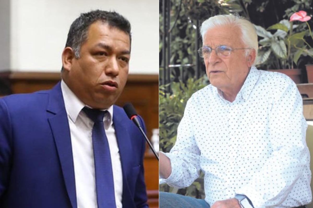 Cuestionado congresista Darwin Espinoza, líder de la bancada y del grupo llamado "Los Niños" de Acción Popular, confronta a Edmundo del Águila Morote, secretario general del partido.