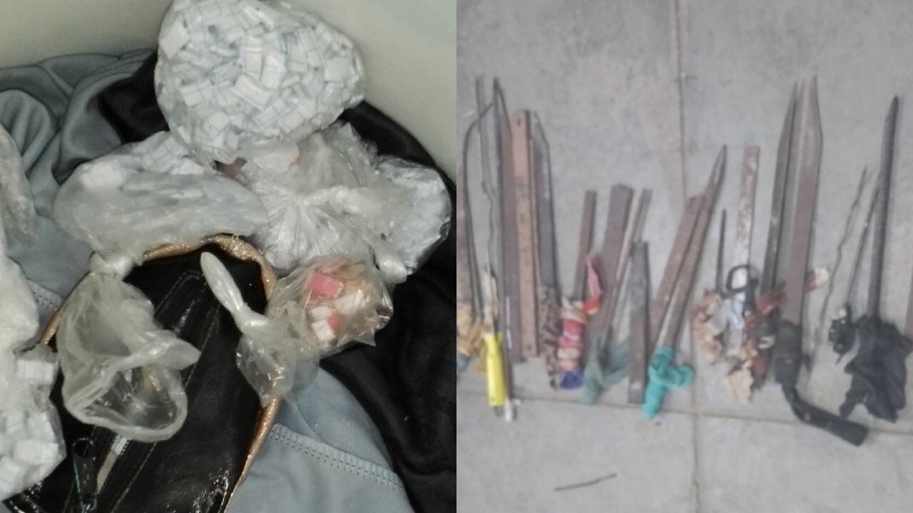 Incautaron ketes de PBC, equipo celular, balanza y armas hechizas.