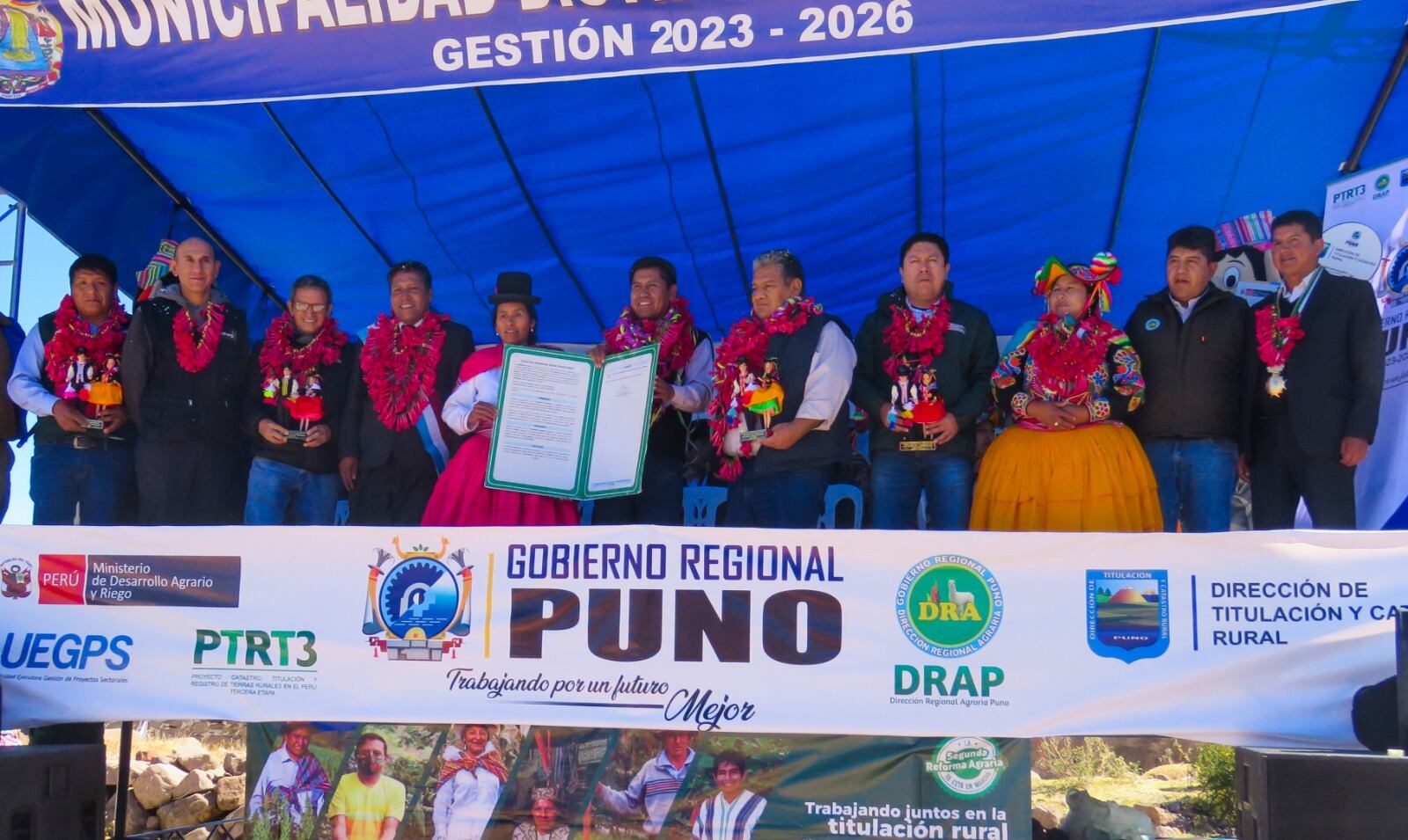 Autoridades del Midagri y el Gobierno Regional de Puno participaron en ceremonia. Foto/Javier Calderón.