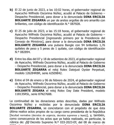 Estas son algunas visitas de Oscorima a Palacio de Gobierno, según la denuncia de la Fiscalía.