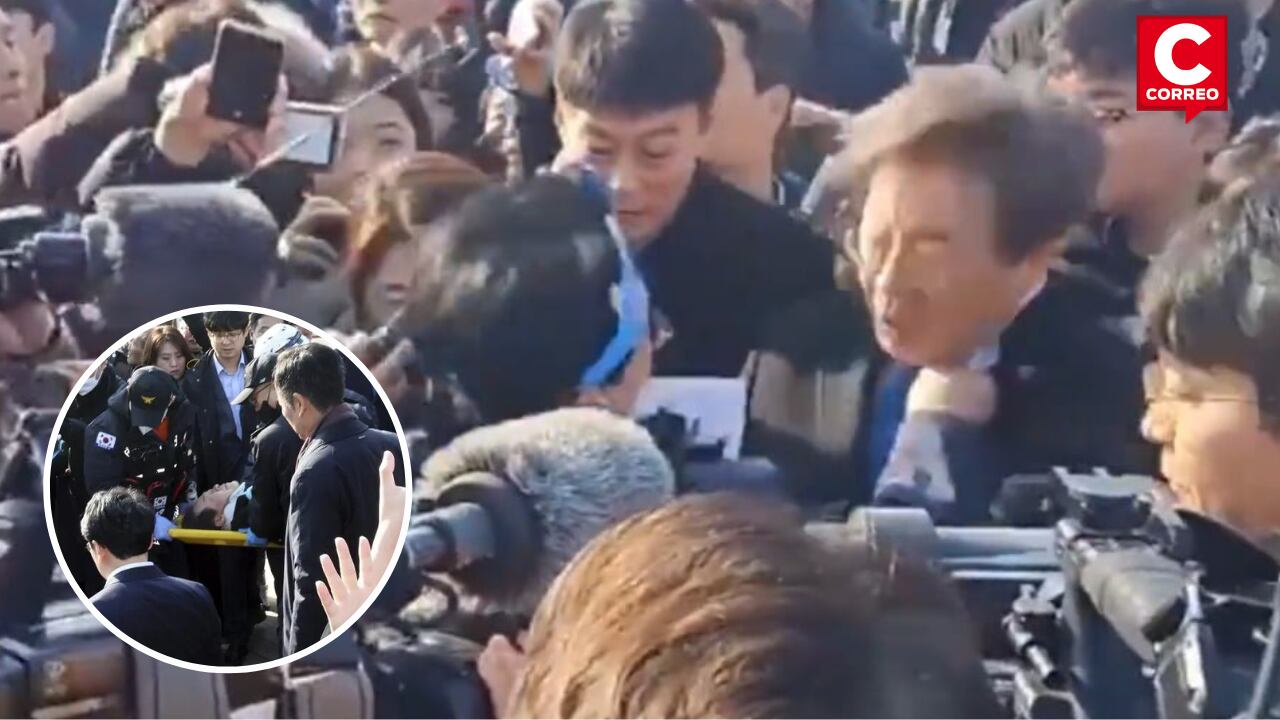 Apuñalan en el cuello a líder de oposición de Corea del Sur durante conferencia de prensa