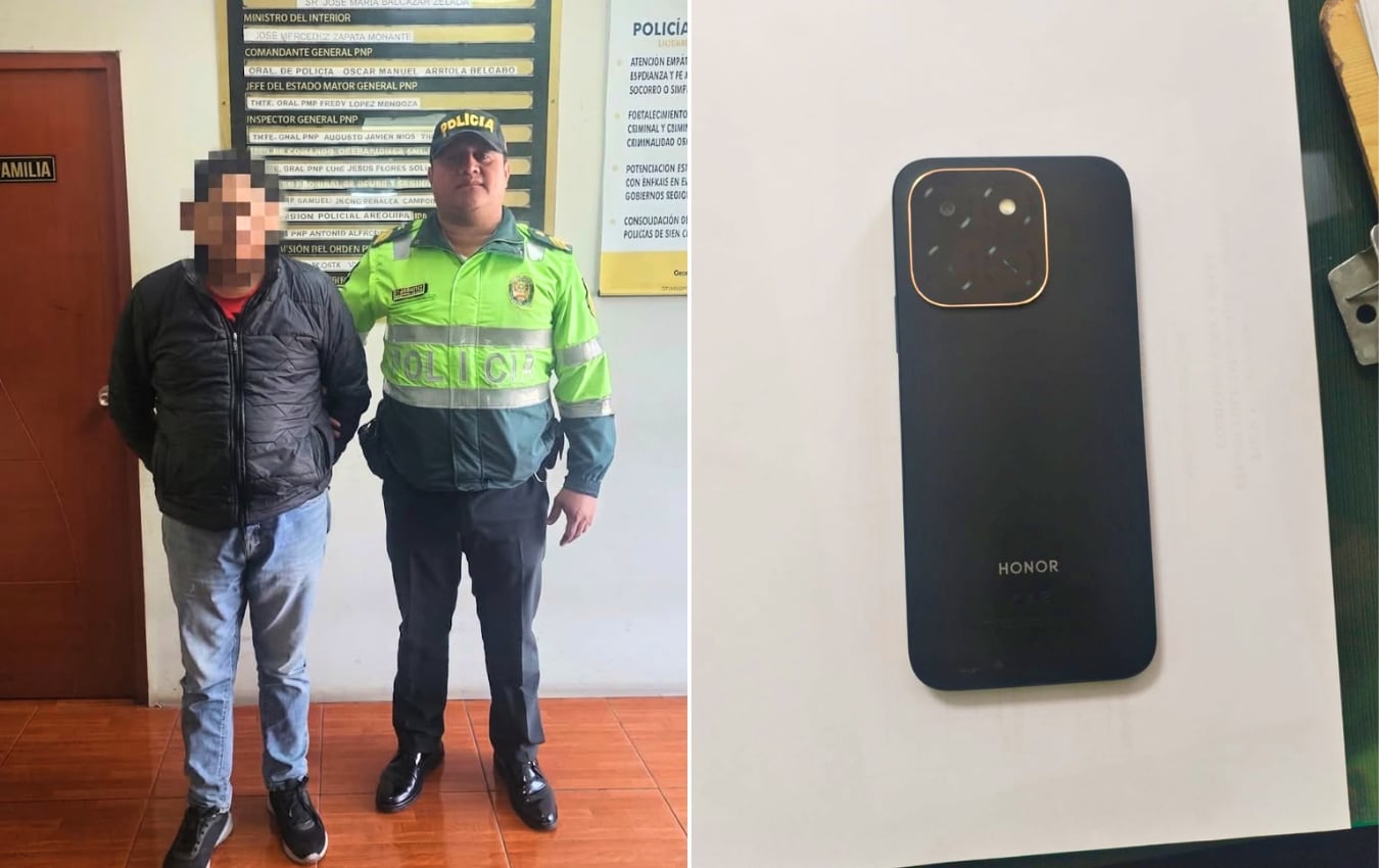 Varón es detenido por presuntamente robar un celular en Paucarpata. Foto: PNP.