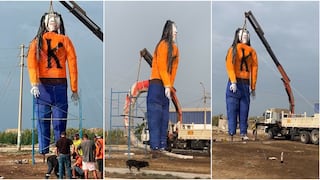 Pisco: queman muñeco de más de 10 metros de la señora “K” con cola de rata gigante