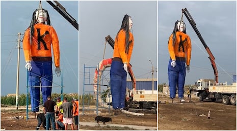 Pisco: queman muñeco de más de 10 metros de la señora “K” con cola de rata gigante
