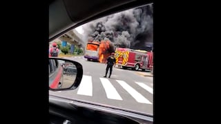 Bus del Corredor Morado del Metropolitano se incendió en plena marcha en San Juan de Lurigancho (FOTO)