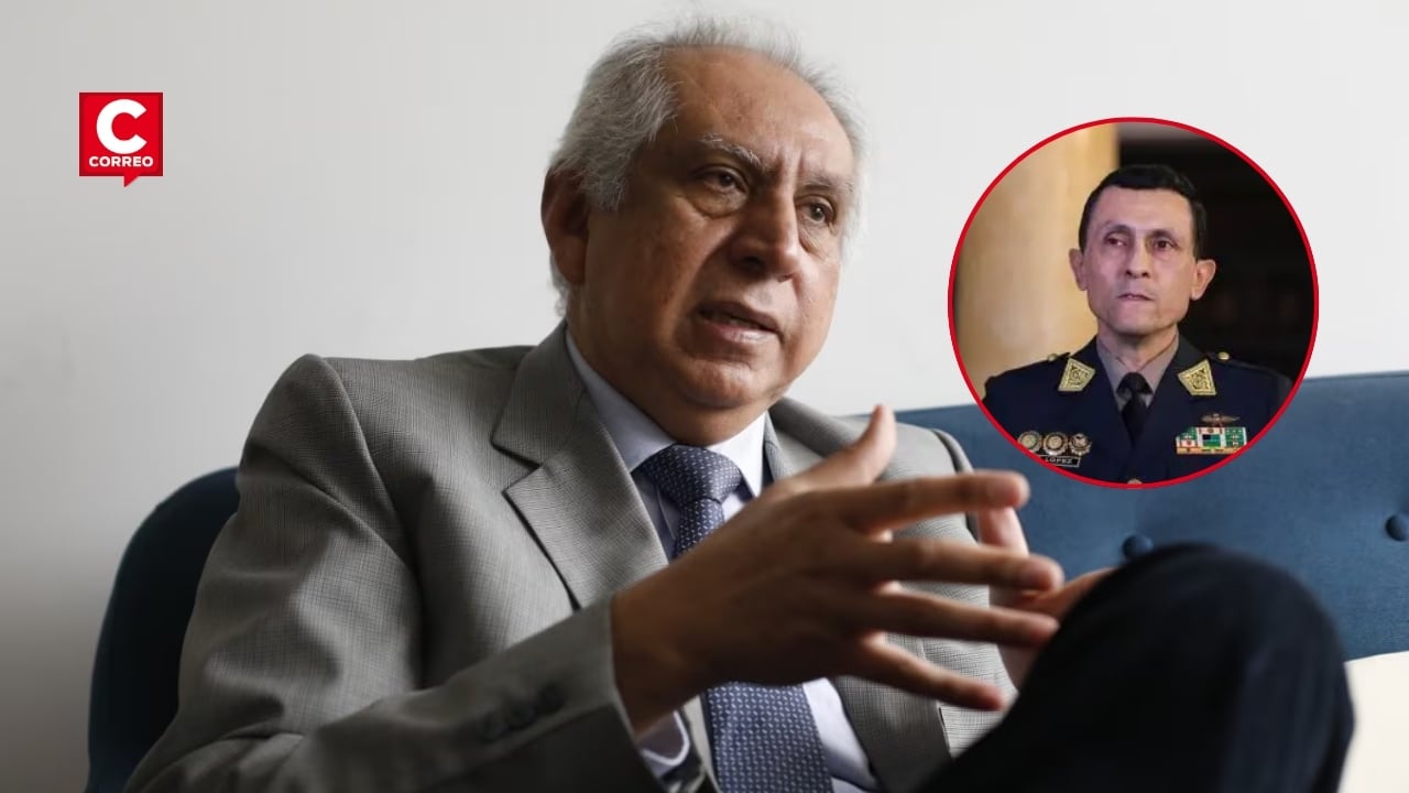 José Baella respalda a Fredy López como nuevo comandante general de la PNP y pide respetar su periodo de dos años. Composición: Diario Correo.
