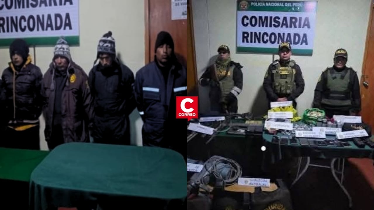 Puno: PNP desarticula banda “Los Acopiadores de Pilsen” con armas y explosivos en campamento minero. Composición: Diario Correo.