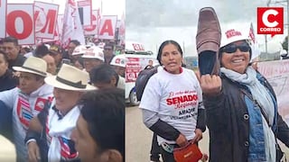 Accidentada llegada de López Chau a Jauja: simpatizante pierde su zapato en medio del tumulto